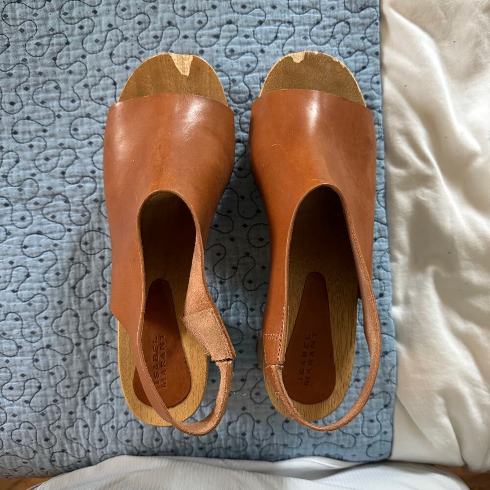 Isabel Marant Okya Clogs in Natural Open Toe Leather Upper Size 40 casual summer - Picture 12 of 12